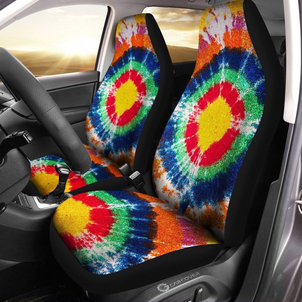 Bullseye Tie Dye Car Seat Covers Custom Hippie Car Accessories - Gearcarcover - 1