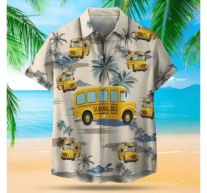 Bus Driver Hawaii shirt, Bus Hawaiian aloha shirt, Gift for Driver Dad, Grandpa