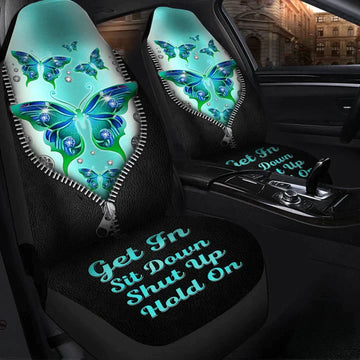 Butterfly Hold on Teal Version Car Seat Covers Universal Fit