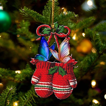 Butterfly Inside Your Gloves Christmas Holiday Two Sided Ornament, Gift For Dog Lovers