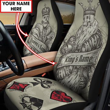 Customize Name Couple Skull For Front Car Seat Cover