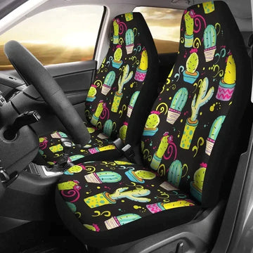 Cactus Neon Style Pattern Design Printed Car Seat Covers