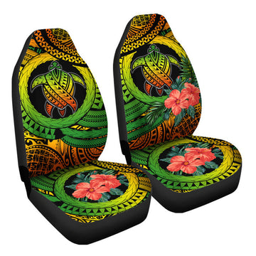 Polynesian Turtle Car Seat Cover Circle Turtle Hibiscus Reggae