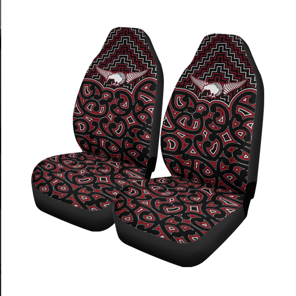 New Zealand Car Seat Cover Maori Graphic Tee patterns Red