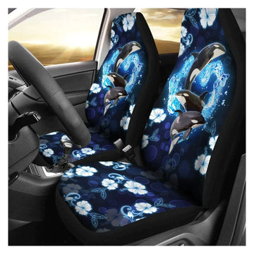 Car Seat Orcas In Heart Car Seat Cover Set of Two, Automotive Seat Covers Set