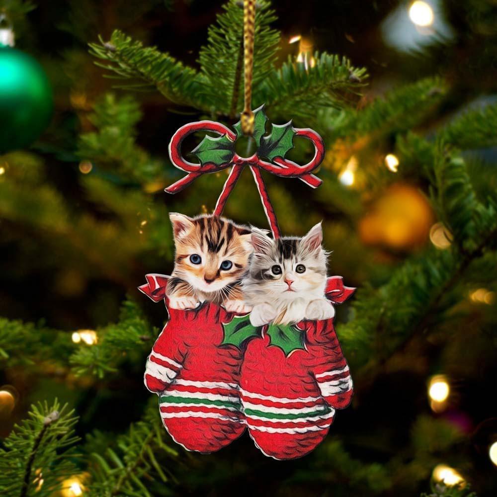 Cat Inside Your Gloves Christmas Holiday Two Sided Ornament, Gift For Dog Lovers