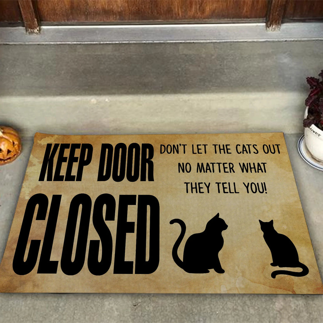 Cat lovers Door mat Keep Door Closed Don't Let the Cats Out No Matter What They Tell You
