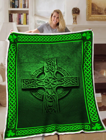 Celtic Irish Cross Moss Blanket Sofa Bed Throws t  Irish Gift St.Patrick's Day