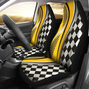 Checkered Flag Racing Style Printed Car Seat Covers