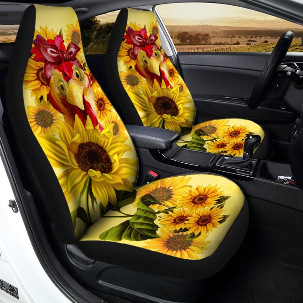 Chicken Sunflower Custom Car Seat Covers Animal Farm Car Accessories - Gearcarcover - 1