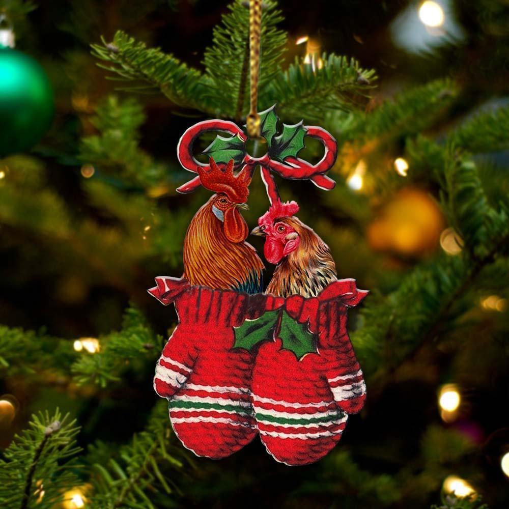 Chicken Inside Your Gloves Christmas Holiday Two Sided Ornament, Gift For Dog Lovers