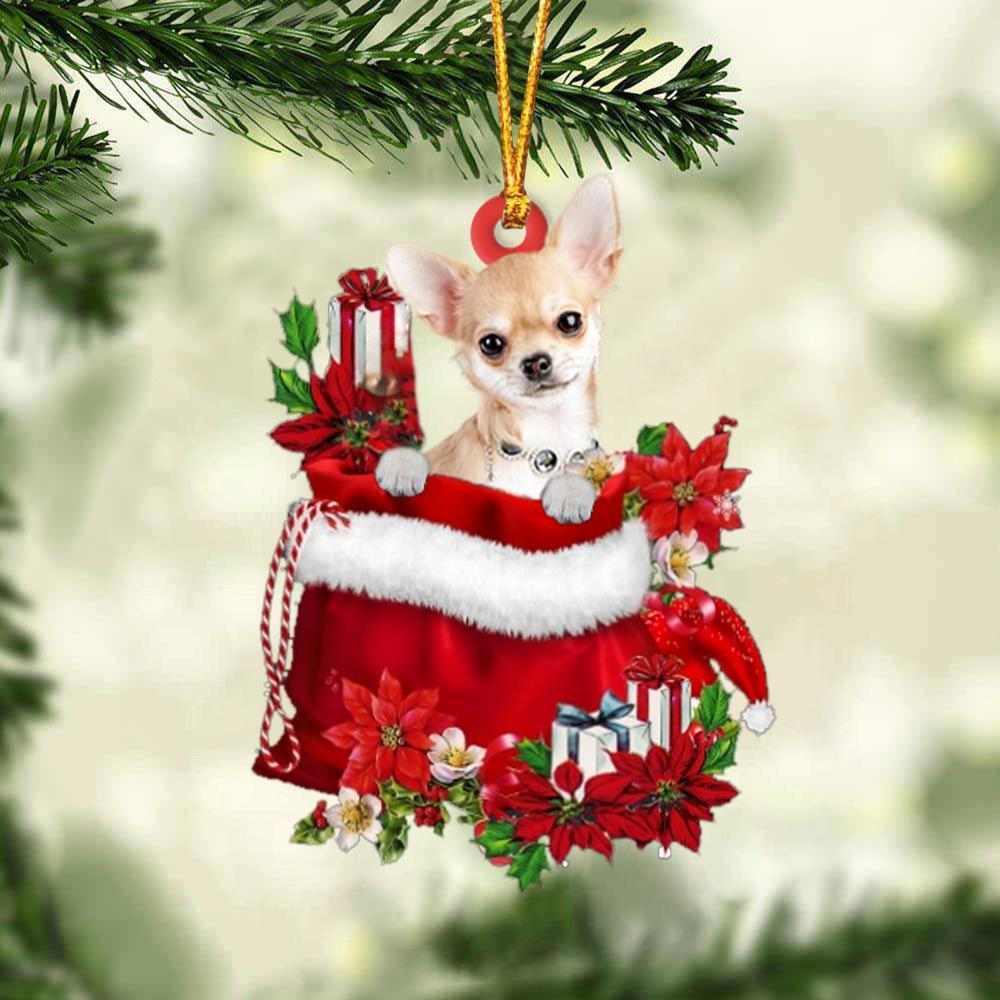 Chihuahua 2 In Gift Bag Christmas Ornament, Gift For Dog Lovers