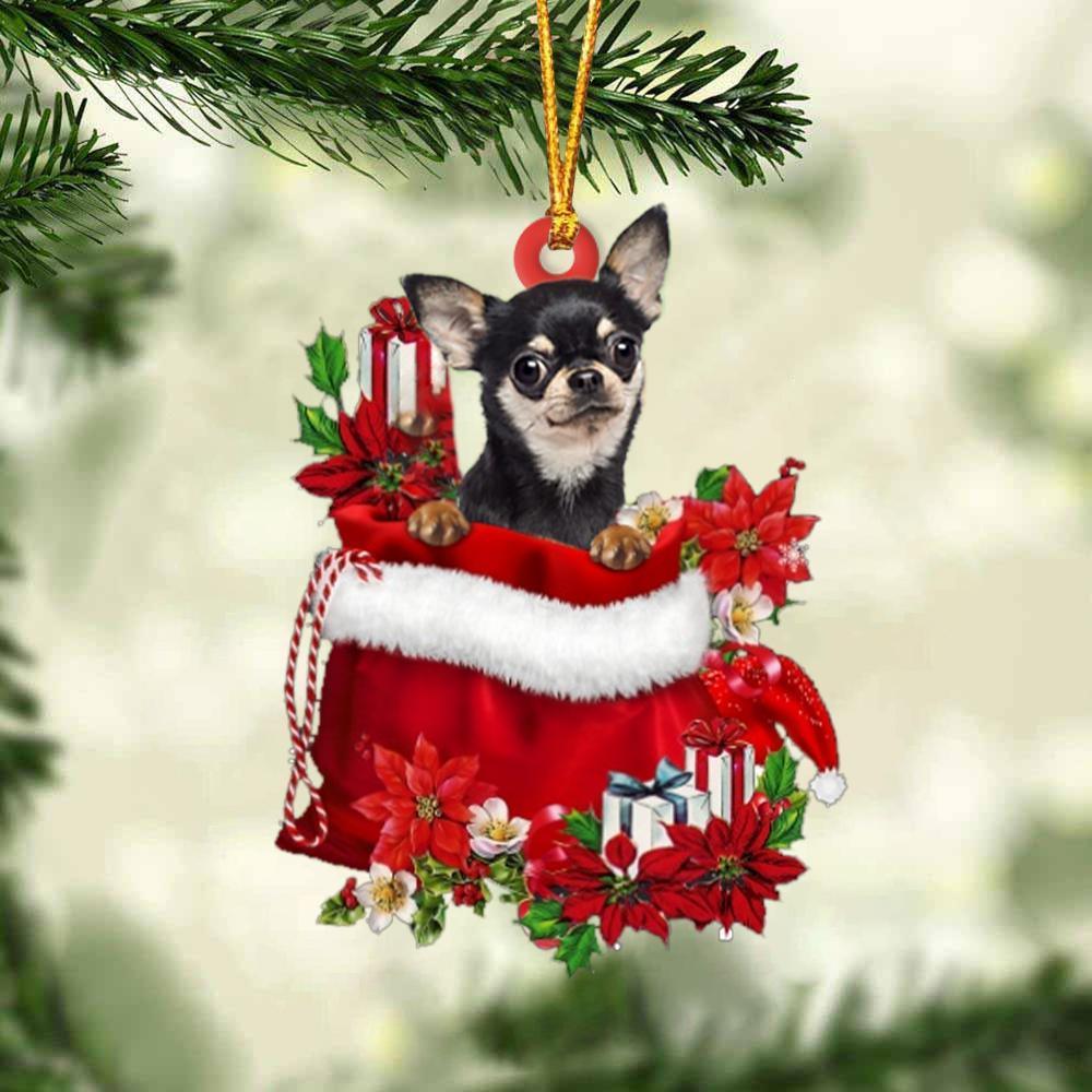 Chihuahua 3 In Gift Bag Christmas Ornament, Gift For Dog Lovers