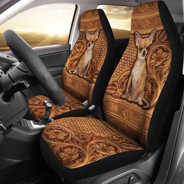 Chihuahua Dog Car Seat Cover Leather Embossed Car Seat cover