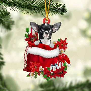 Chihuahua In Gift Bag Christmas Ornament, Gift For Dog Lovers