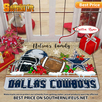 ANFL09-Dallas Cowboys X-Mas Football Doormat - Custom name