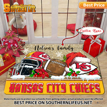 ANFL16-Kansas City Chiefs X-Mas Football Doormat - Custom name