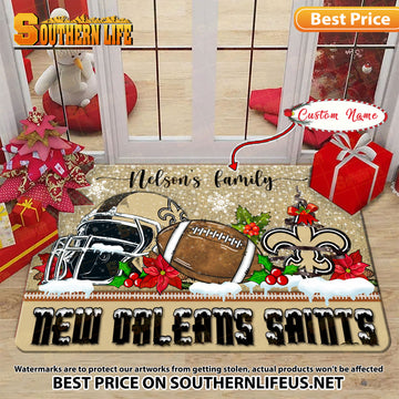 ANFL20-New Orleans Saints X-Mas Football Doormat - Custom name