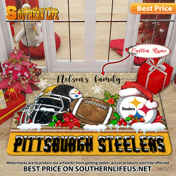 ANFL25-Pittsburgh Steelers X-Mas Football Doormat - Custom name