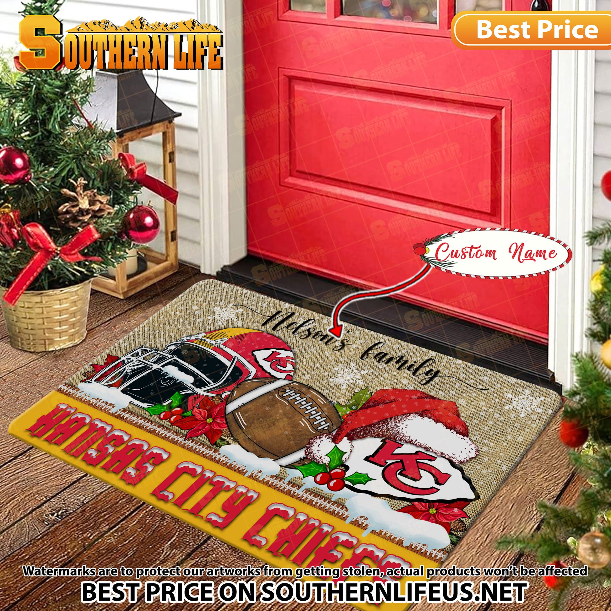 ANFL16-Kansas City Chiefs X-Mas Football Doormat - Custom name