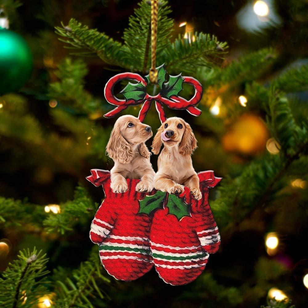 Cocker Spaniel Inside Your Gloves Christmas Holiday Two Sided Ornament, Gift For Dog Lovers