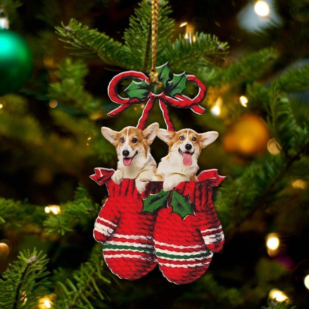Corgi Inside Your Gloves Christmas Holiday Two Sided Ornament, Gift For Dog Lovers