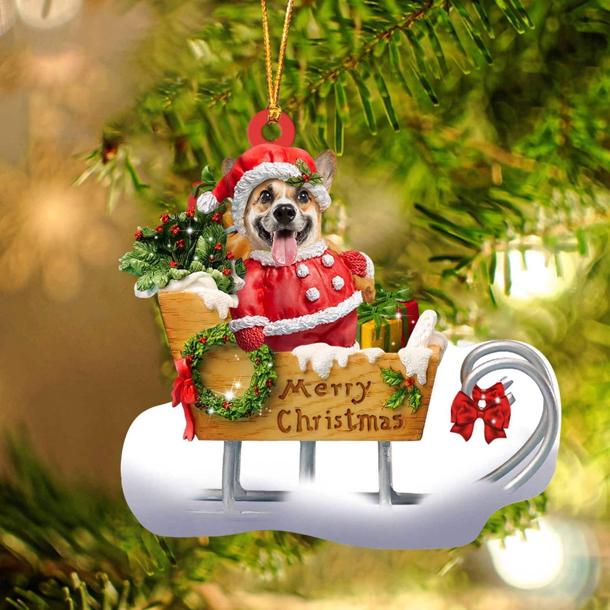 Corgi Merry Christmas Ornament, Gift For Dog Lover