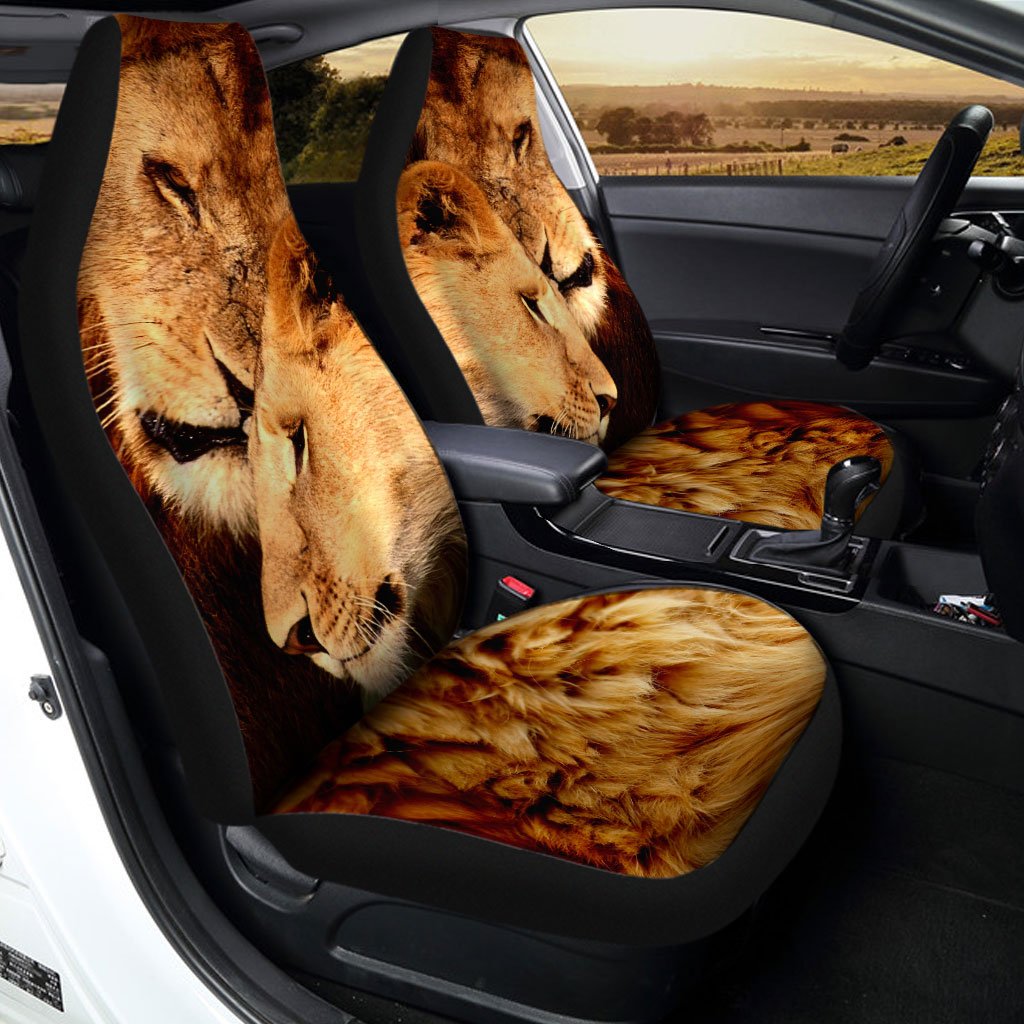 Couple Lion Car Seat Covers Custom Car Accessories - Gearcarcover - 1