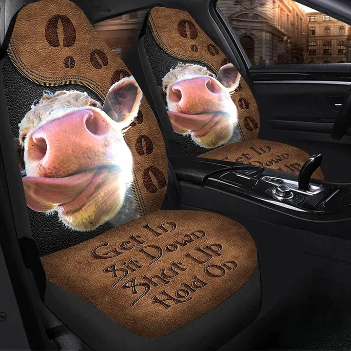 Cow All Over Printed Funny Car Seat Covers