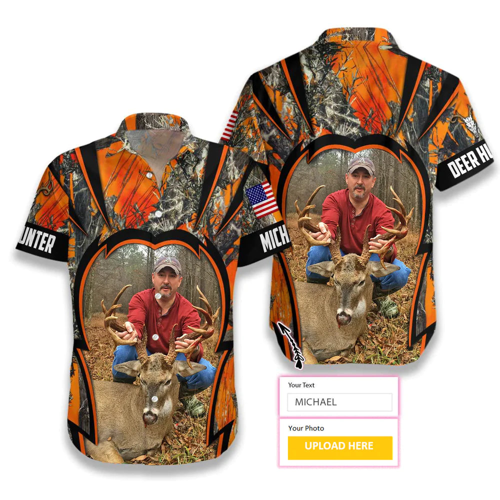 Custom Image Hunting Hawaiian Shirt, Hunting Shirt for Papa, Summer hawaiian shirt for men