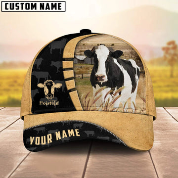 Custom Name Holstein Cattle 3D Cap, Baseball Hat For Farmer, Gift for cow lover