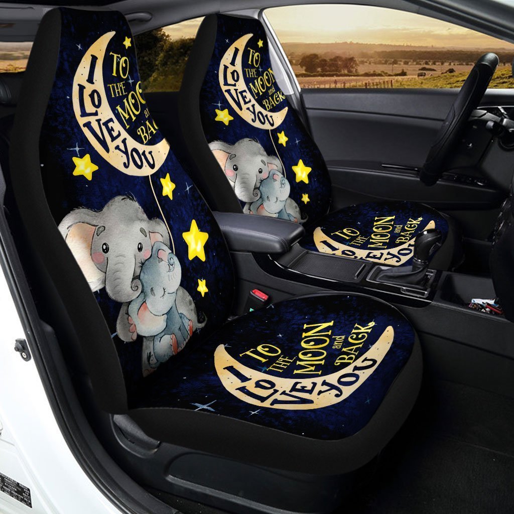 Cute Elephant Car Seat Covers Custom I Love You To The Moon And Back Car Accessories - Gearcarcover - 3