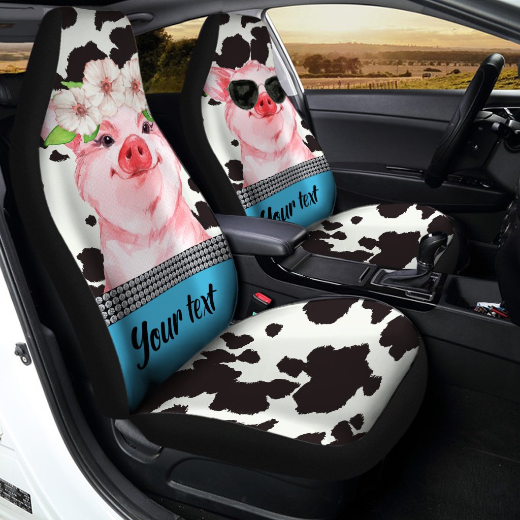 Cute Pink Pig Car Seat Covers Custom Name Car Interior Accessories - Gearcarcover - 1