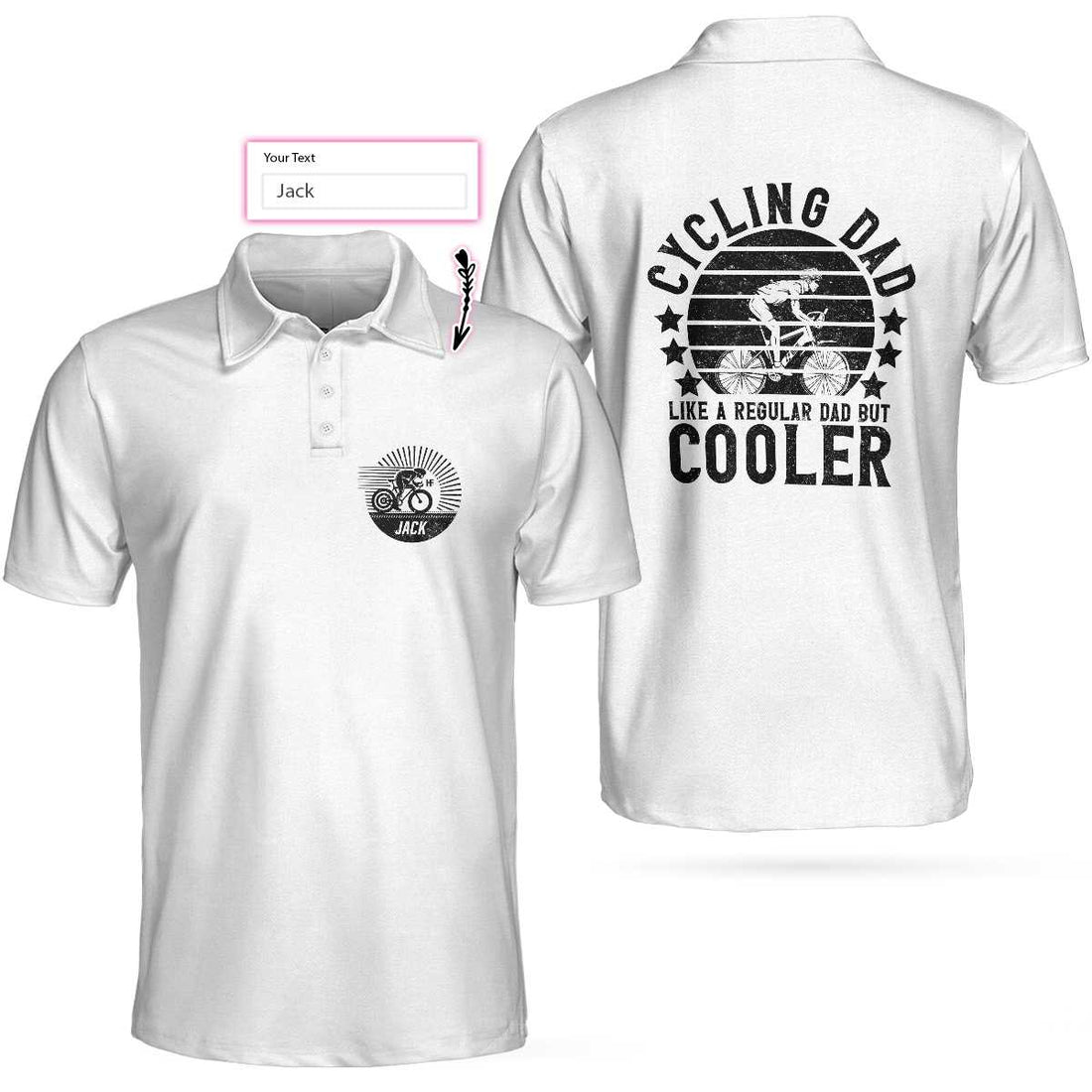 Cycling Dad Like A Regular Dad But Cooler Custom Polo Shirt Personalized Black And White Cycling Shirt For Men - 1