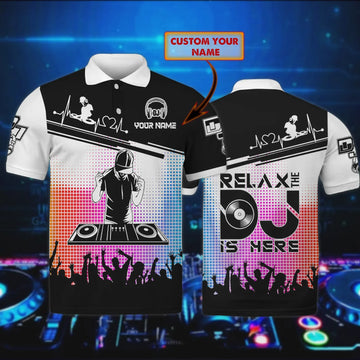 DJ Personalized Name 3D Polo Shirt, Dj Polo shirt for Men, Gift for Dj music lover