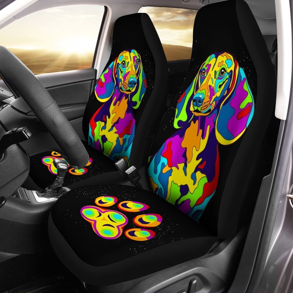 Dachshund Car Seat Covers Custom Abstract Car Interior Accessories - Gearcarcover - 1