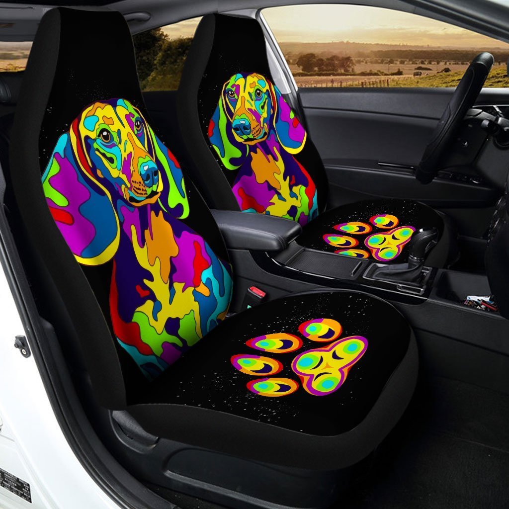 Dachshund Car Seat Covers Custom Abstract Car Interior Accessories - Gearcarcover - 1