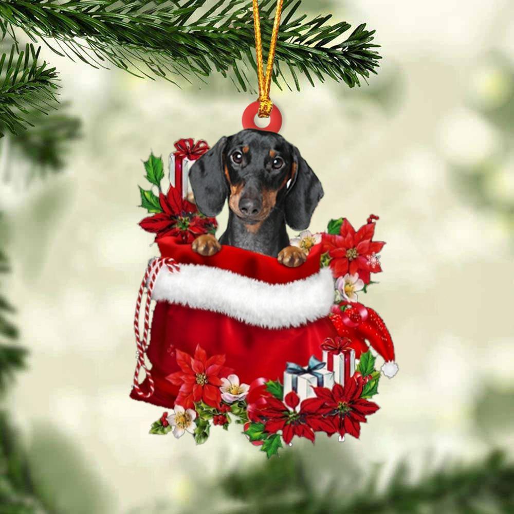 Dachshund 2 In Gift Bag Christmas Ornament, Gift For Dog Lovers