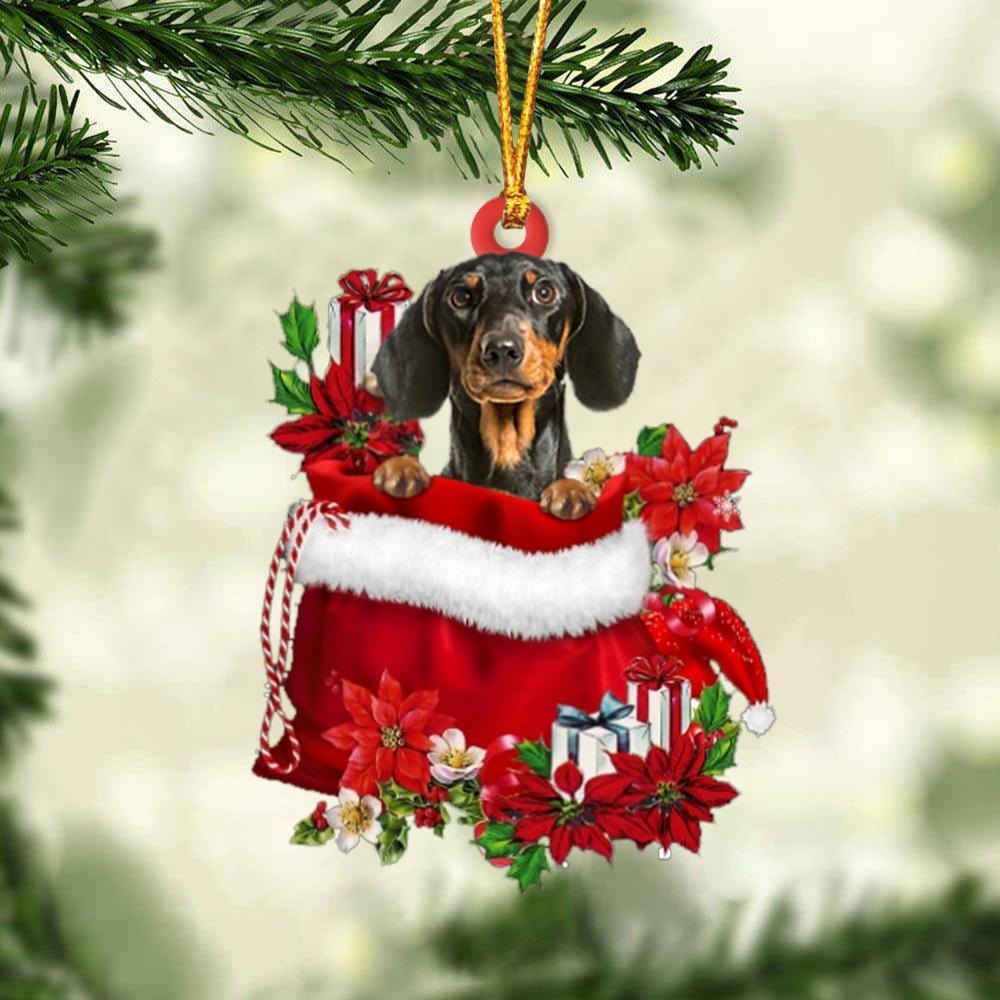 Dachshund 3 In Gift Bag Christmas Ornament, Gift For Dog Lovers