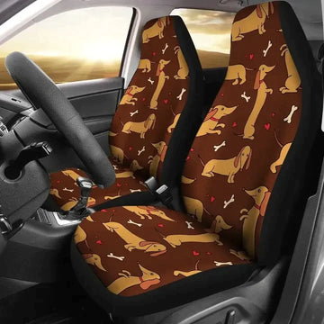 Dachshund Happy Meal Pattern Printed Car Seat Covers