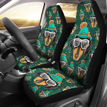 Dachshund Wears Sunglasses Printed Car Seat Covers