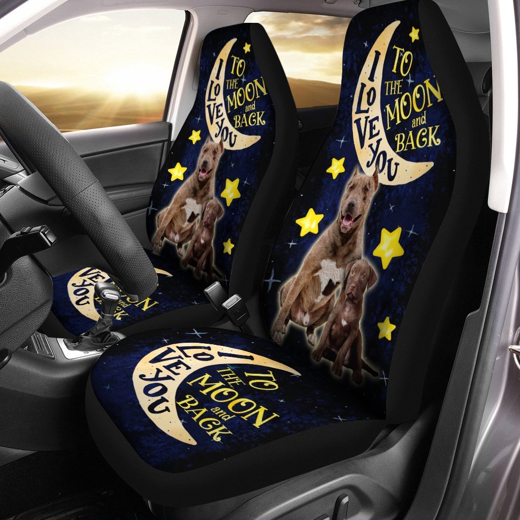 Dad And Son Pibull Car Seat Covers Custom I Love You To The Moon And Back Car Accessories - Gearcarcover - 1