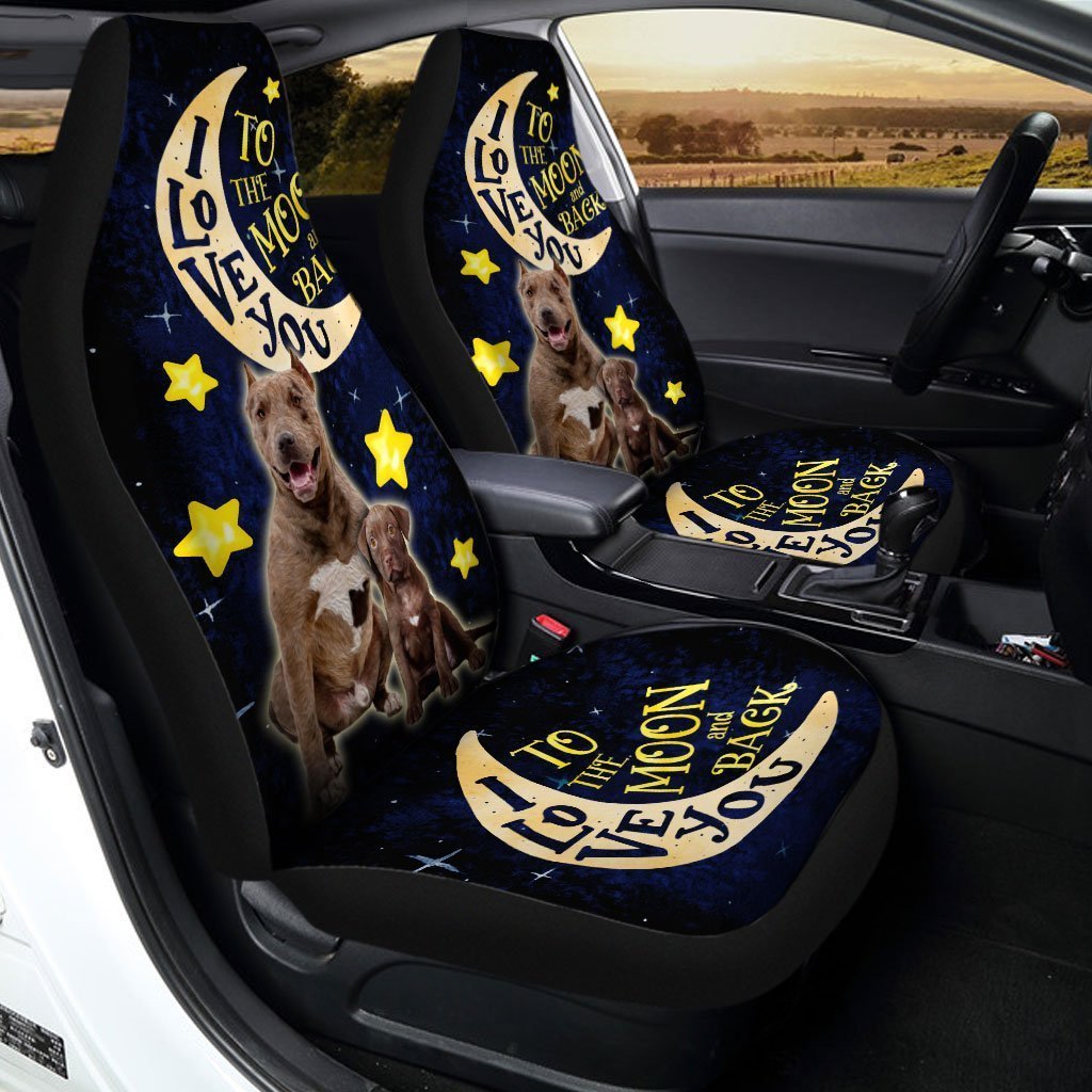 Dad And Son Pibull Car Seat Covers Custom I Love You To The Moon And Back Car Accessories - Gearcarcover - 3
