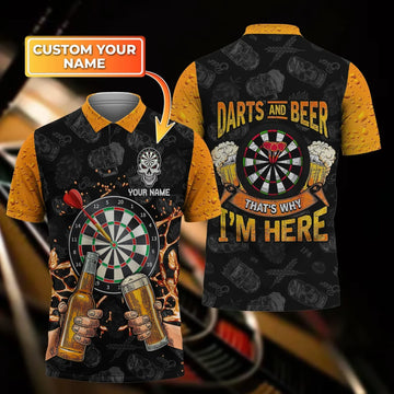 Darts And Beer - Personalized Name 3D Polo Shirt, Gift for Darts player, Dart shirts for men