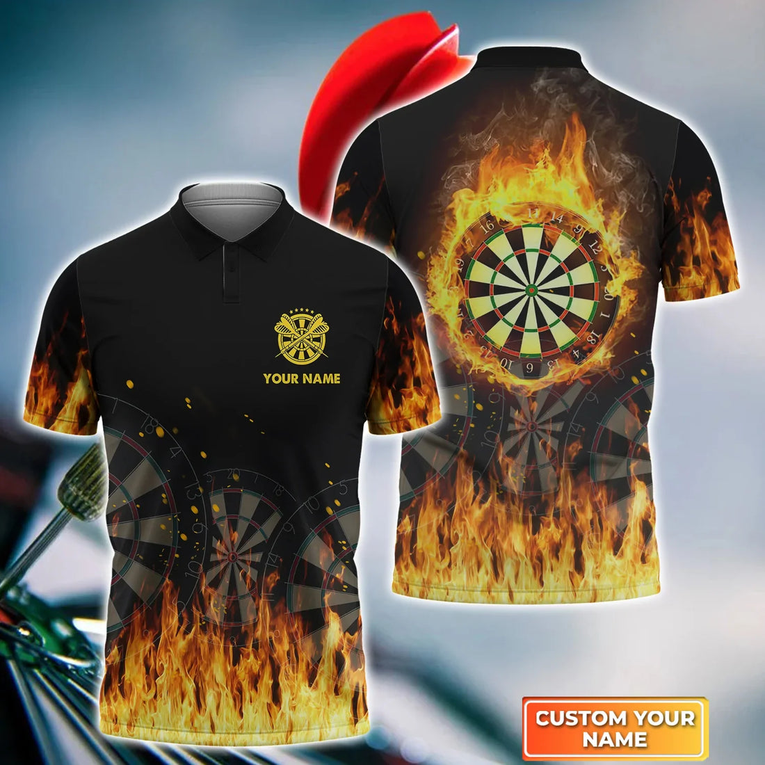 One More Dart Personalized Name 3D Polo Shirt, Gift For Darts Player, Dart Team Shirts, Polo shirt for men