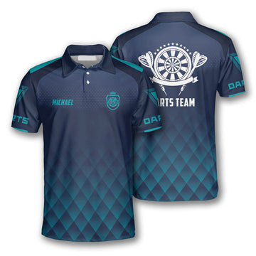 Darts Geometric Pattern Custom Polo Shirts for Men, Custom Dart Jersey for Team, Dartboard Shirts