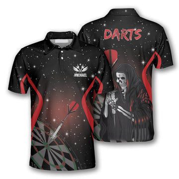 Darts Grim Reaper Stars Custom Polo Shirts for Men, Custom Dart Jersey for Team, Dartboard Shirts