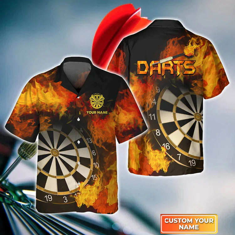 Darts Skull Shut Up and Throw Personalized Name 3D Hawaiian Shirt For Darts Player2