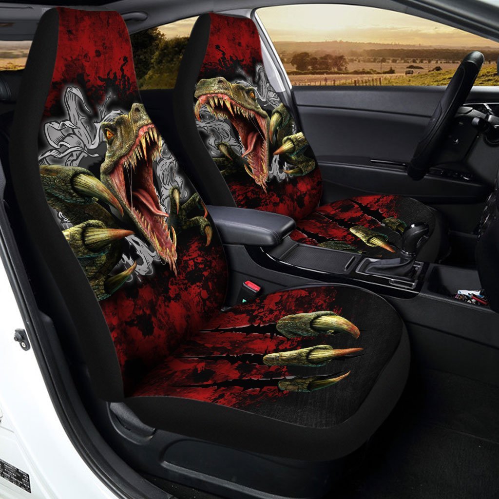 Dinosaur Raptor Car Seat Covers Custom Dinosaur Car Accessories - Gearcarcover - 1