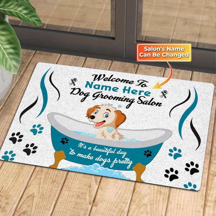 Dog Grooming Haircut Groomer Pet Shop Door Rug, Mobile Pet Spa Doormat